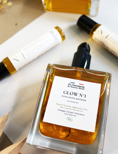 Huile Sèche Pailletée Glow N°1 | Corps Visage & Cheveux